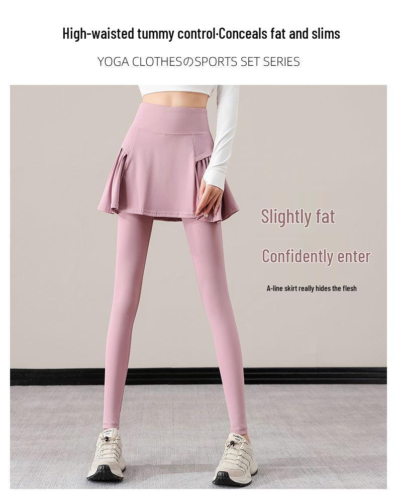 Czarne Kuloty do Jogi z Wysokim Stanem dla Kobiet - Jesień/Zima 2024 Spodnie Długie Dwuczęściowe Imitowane Moda Fitness Odzież Sportowa