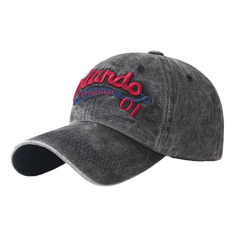 Three-dimensional letter embroidery soft top baseball cap for men and women summer street couple cap showing small face