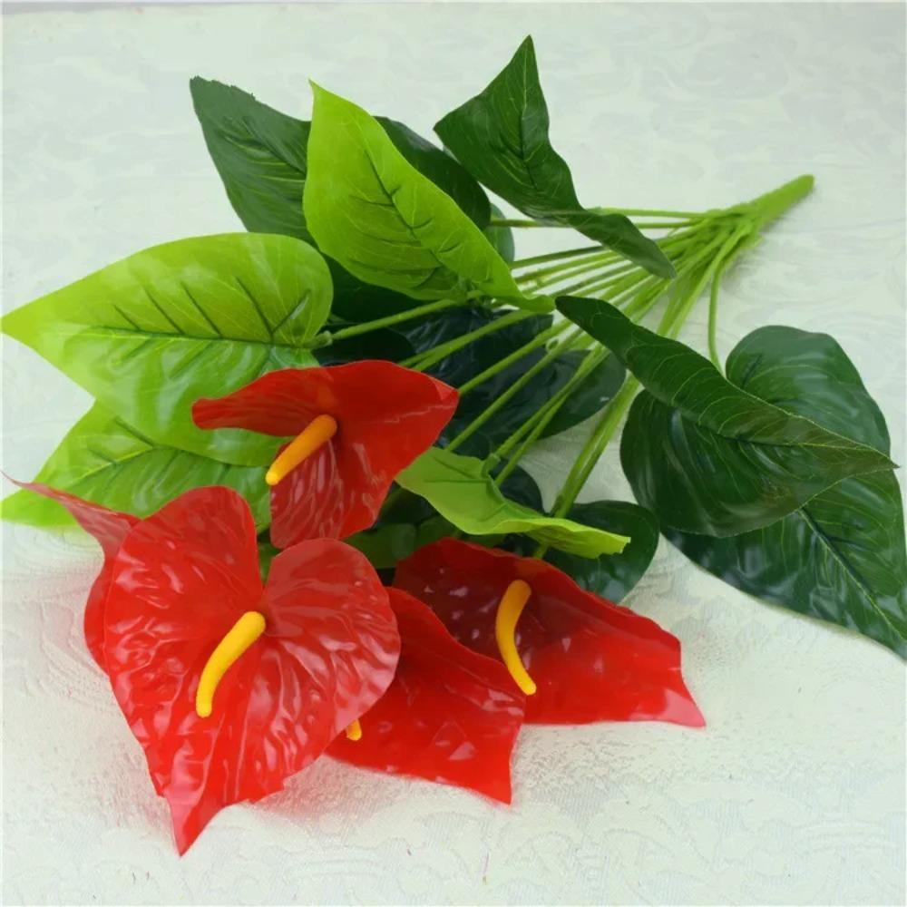 18Fork/branch Artificial Plants Anthurium Decoration Green Turtle Leaves Garden Home Decor Artificial Flowers Grass Plant Bonsai