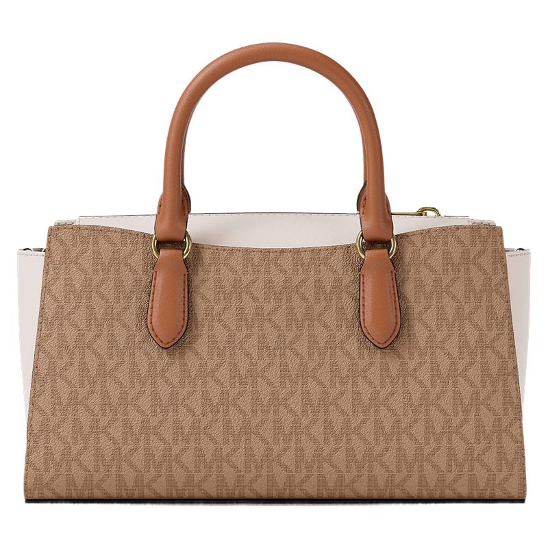 Michael Kors Mk Arden Monogram Pattern Faux Leather Tote Bag Small Women Tote Bags Camel Cream 35S6G4XM5B-260