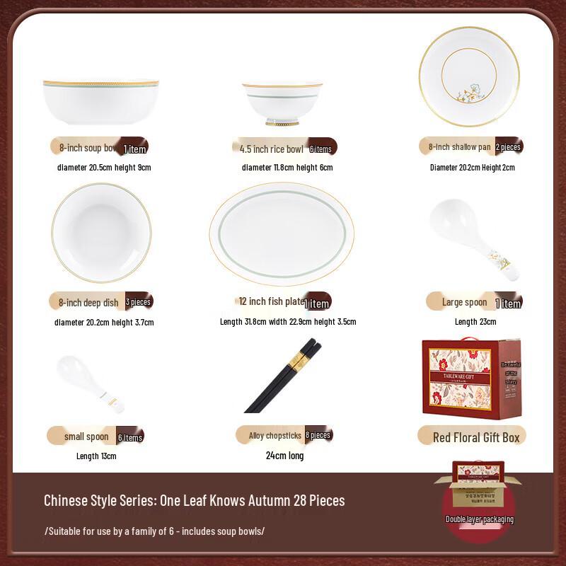 Morder Lanka Chinese Style 28-Piece Ceramic Dinnerware Set