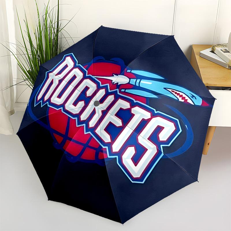 Rockets Basketball Automatic Folding Umbrella - Lightweight, Retractable Design with 8-Rib Durability, Perfect for Outdoor Adventures, Fashi