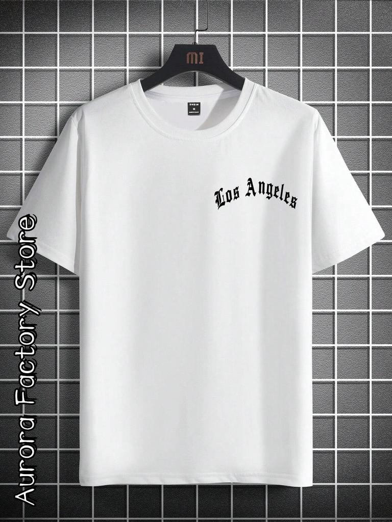 Los Angeles T-shirt Sommar Män Sport Fitness Toppar T-shirts Manlig Casual Kortärmad Bomullskläder Mode Bokstavstryck Streetwear