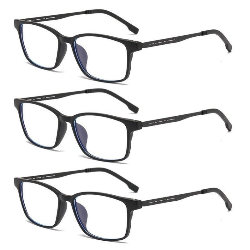 3PCS Men's Ultra Light Full Frame Reading Glasses Retro Square Full Frame Hyperopia Glasses Anti Blue Light Glasses for Men