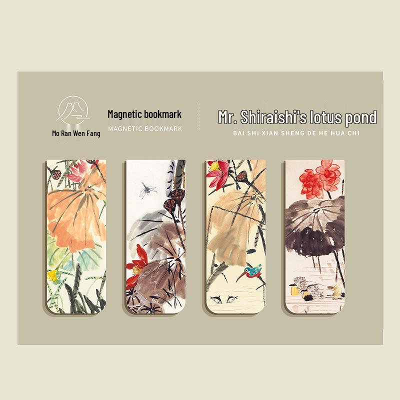 Set mit 4 magnetischen Lesezeichen mit weltberühmten Gemälden: Monet & Van Gogh