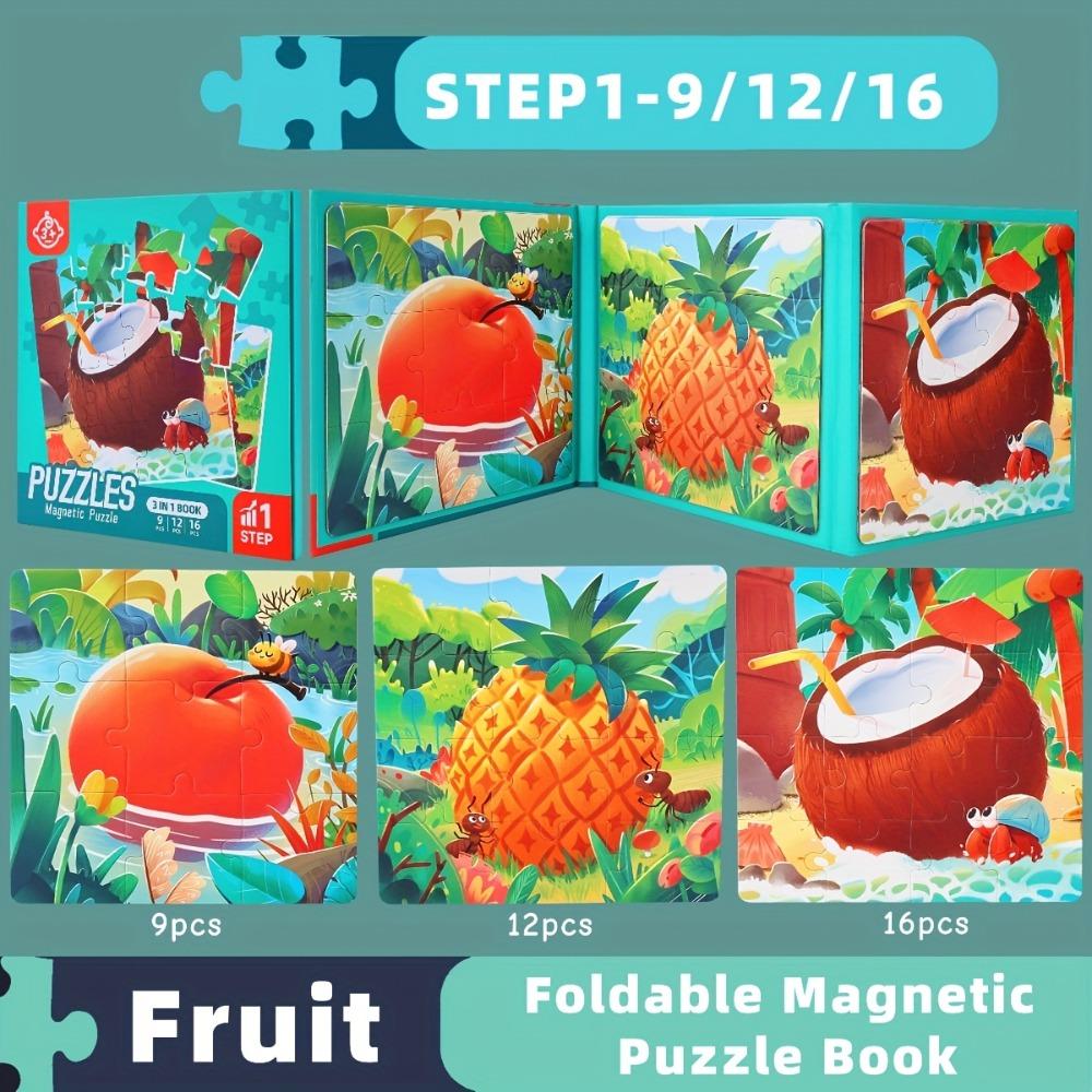 Foldable Magnetic Puzzles for Toddlers Travel Entertainment Cartoon Toys Car Airplane Road Trip Activities Games Birthday Gifts