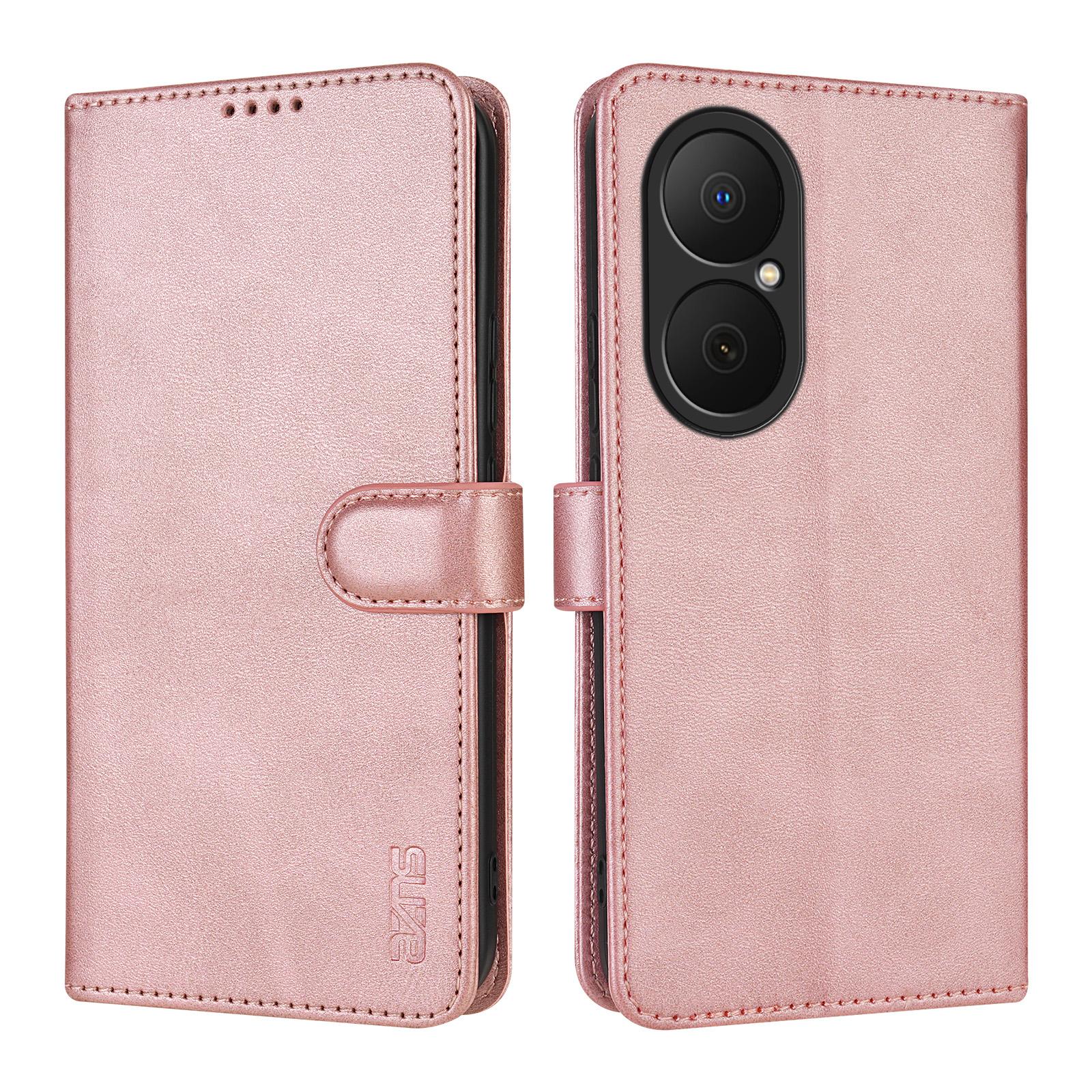 

AZNS For Huawei Enjoy 80 Case PU Leather Wallet Phone Cover Rose Gold