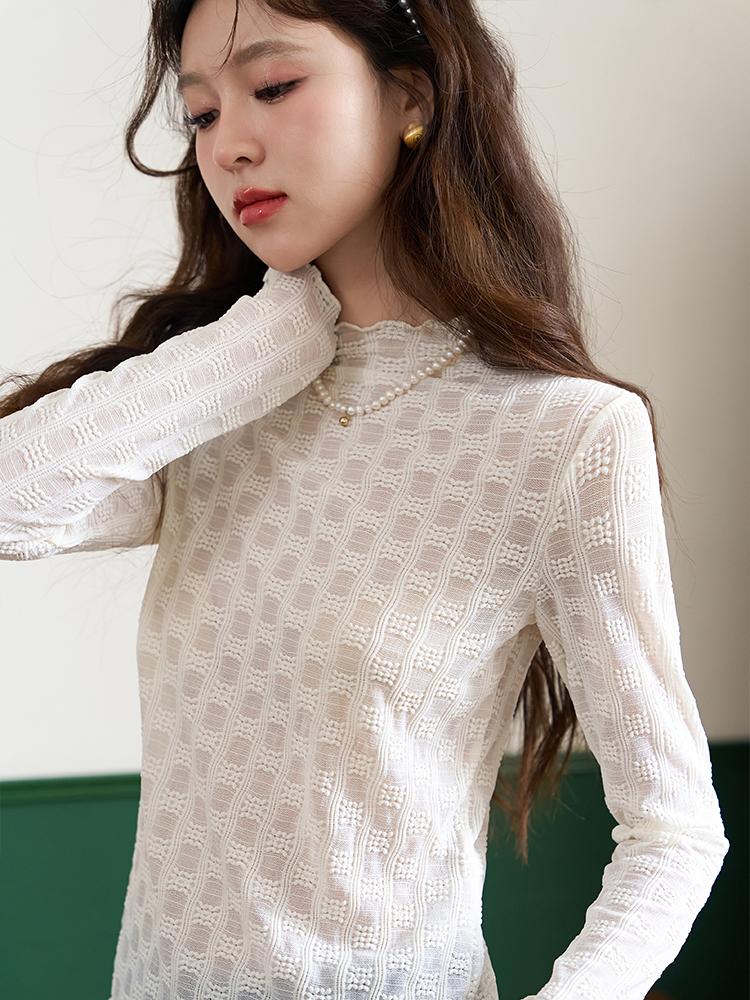Mishow Women's Lace Shirt 2023 Autumn New Solid Commuter All-match Casual Elegant Fashion Long Sleeve Clothing Tops MXC44Z0127
