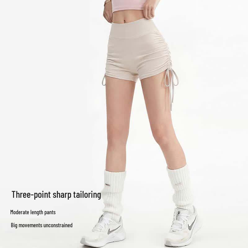 Yuyou Bare Feel High-Waist Drawstring Yoga Fitness Shorts