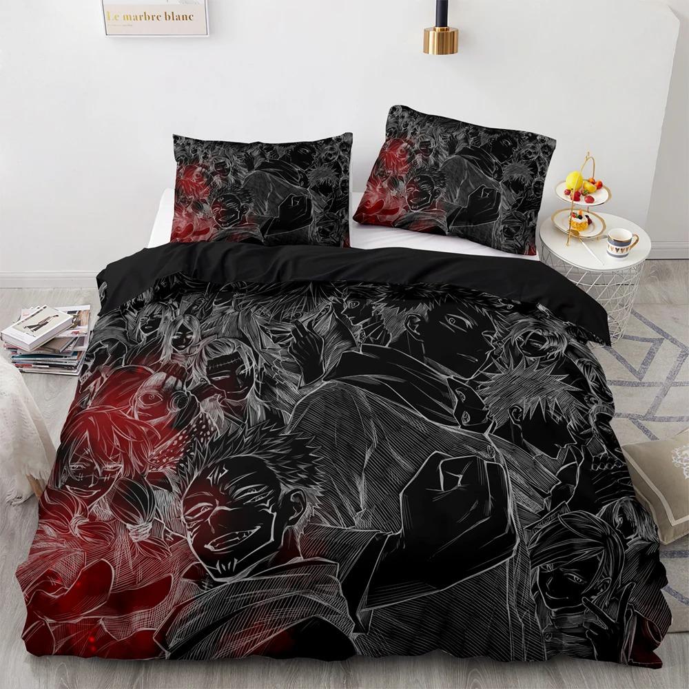 Set lenjerie de pat Anime Jujutsu Kaisen Satoru Gojo Băieți Fete Dimensiune Twin Queen Față de pilotă Față de pernă Pat Copii Adulți Textile pentru casă Instrument textil