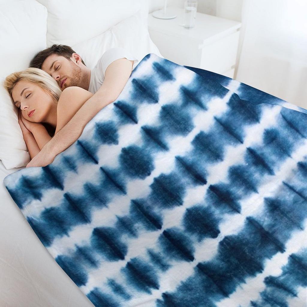 Shibori Indigo Stipes Throw Blanket For Baby Decorative Beds Travel Personalized Gift Blankets