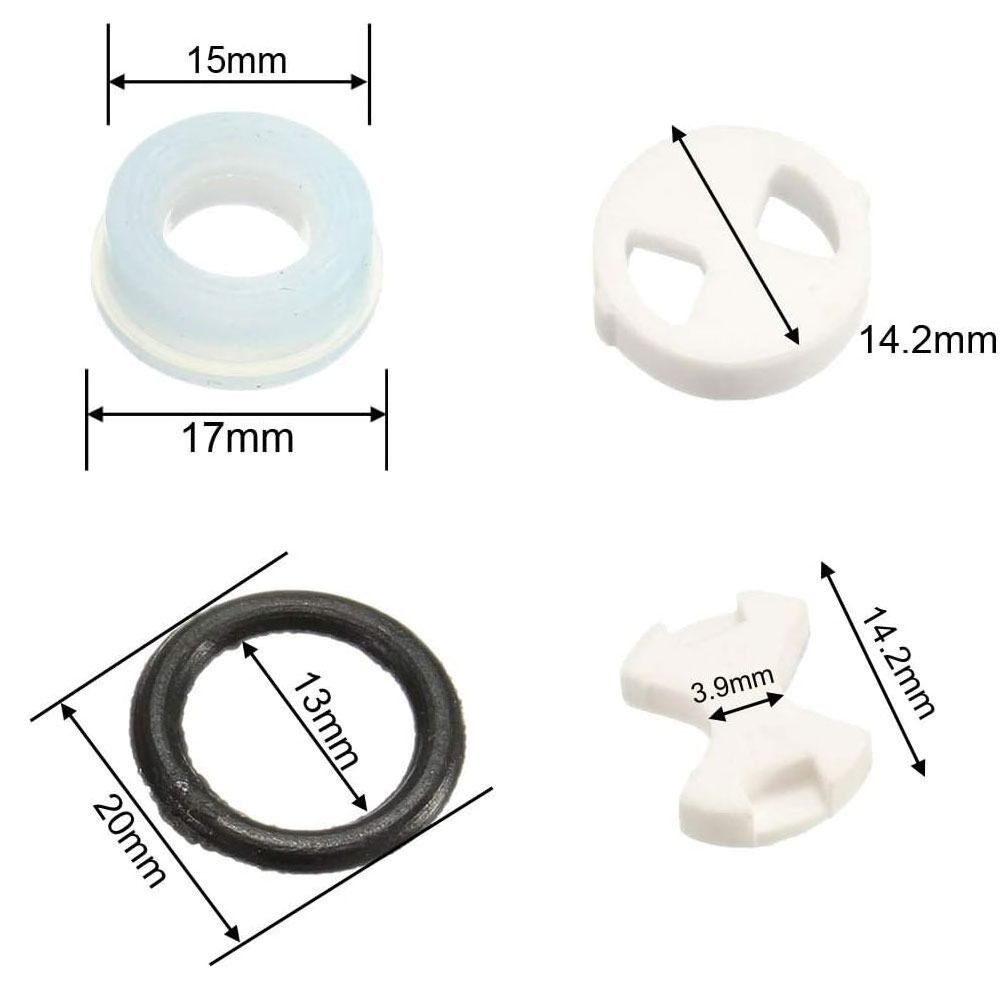 8Pcs/set With 2 O-ring Gasket Ceramic Disc Silicone Washer Replacement Valve Gasket