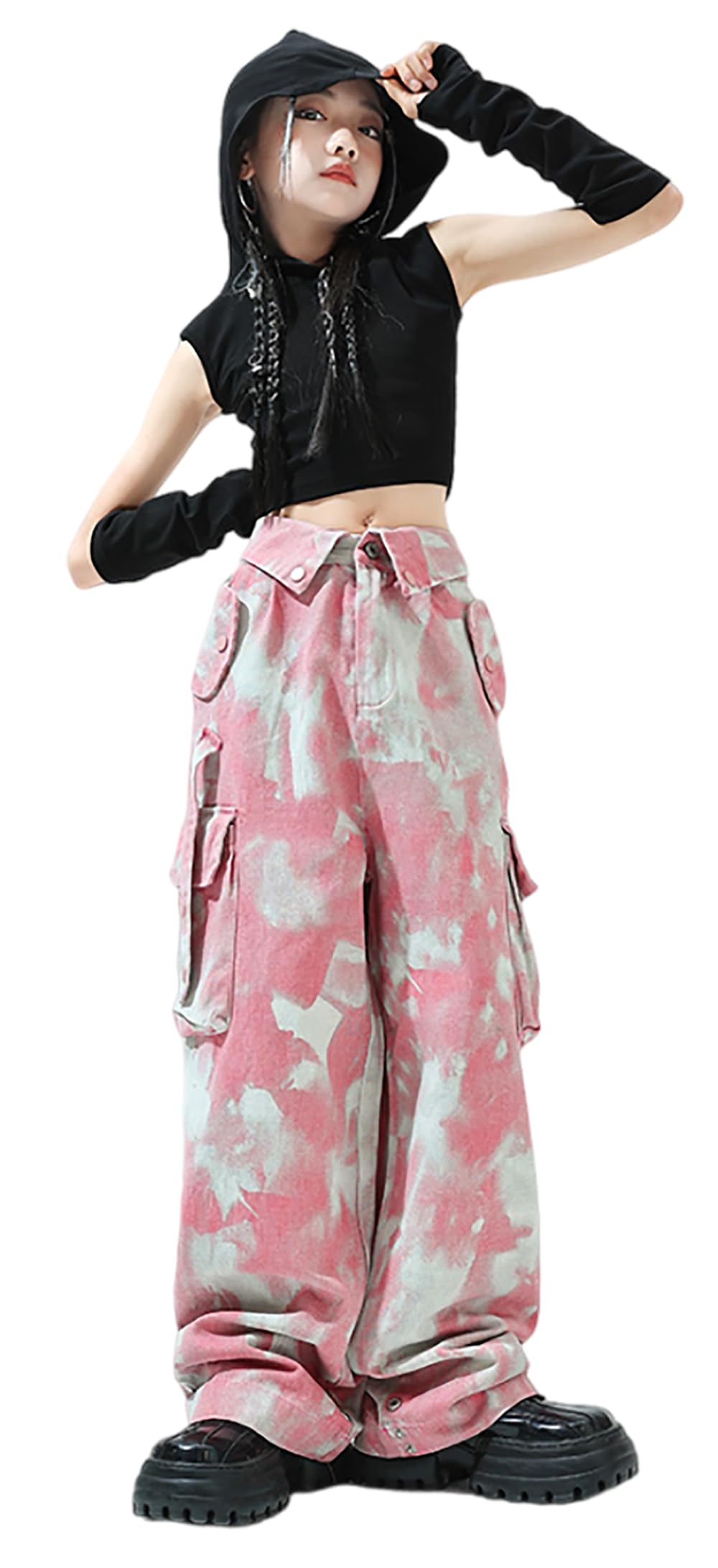 

Комплект детского танцевального костюма для девочек: майка, облегающие брюки, свободного кроя. Детский хип-хоп, джаз, уличный стиль. Топы, брюки. Для девочек 110 120 130 140 150 160 170 см. Черный