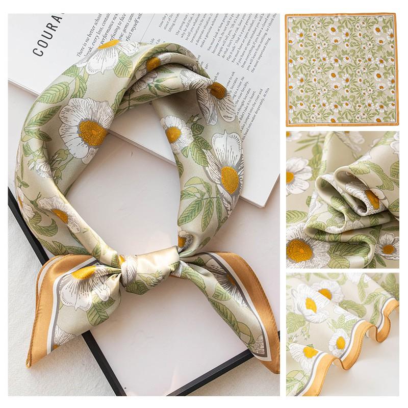 Mulberry Silk Printed Scarf 70cm Soft Skin-Friendly Shawl Women Fashion
