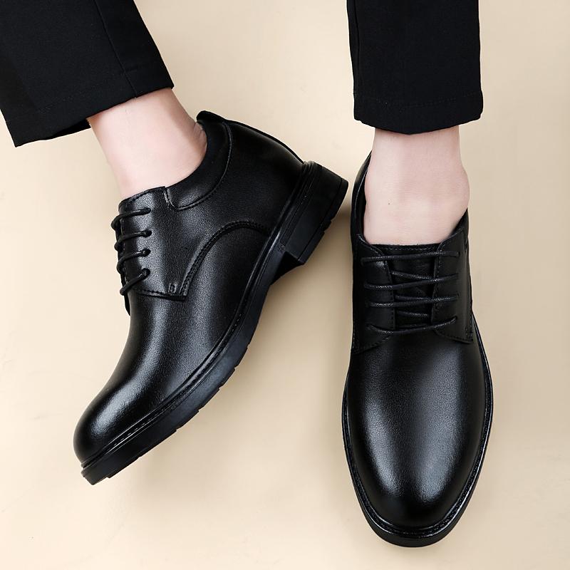 Fashion Brand Men's Comfortable Interior Height Increasing Business Casual Leather Shoes Fashionable Men's Classic Lace Up Banquet Shoes