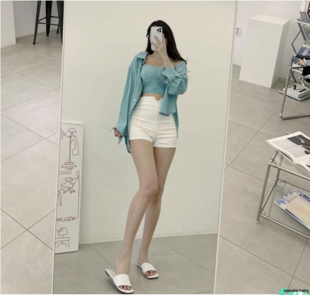 2024 Women's Summer Petite High Waist Slimming A-Line Black Suit Shorts