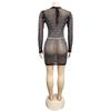 New 2020 European American Women's Sexy Mesh Strappy Dress with Hot Drilling for Nightclubs