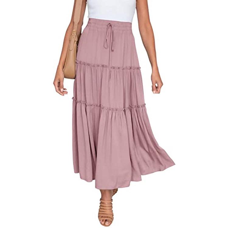 European & American Women's Bohemian A-Line Pleated High Waist Skirt