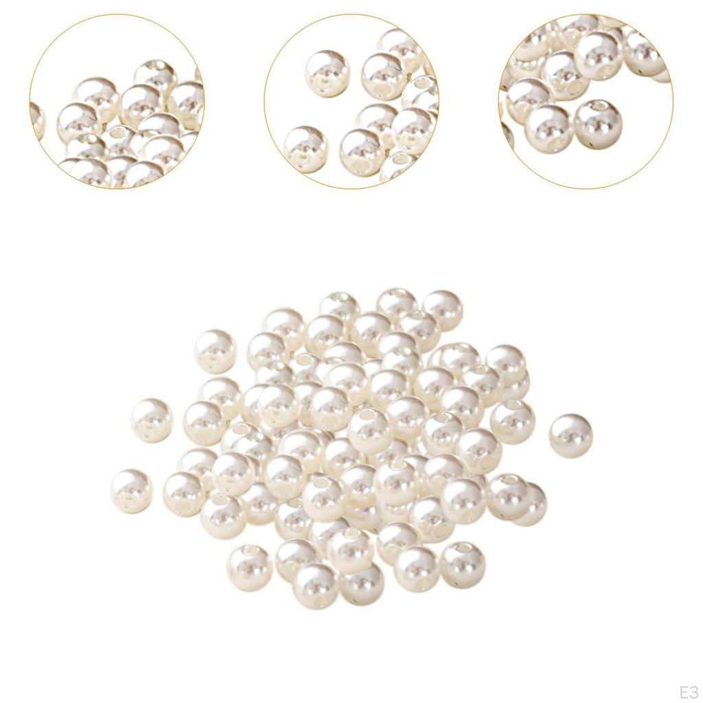 100Pcs Beads with Hole Loose Arts White Threading Spacer for Bangle Tiara Earring