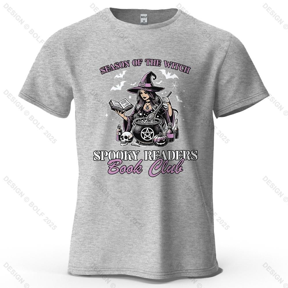 Witchy Book Club Printed Men's T-Shirt 100% Cotton Oversized Mysterious Unique Graphic Tees for Women Tops Tees Reading
