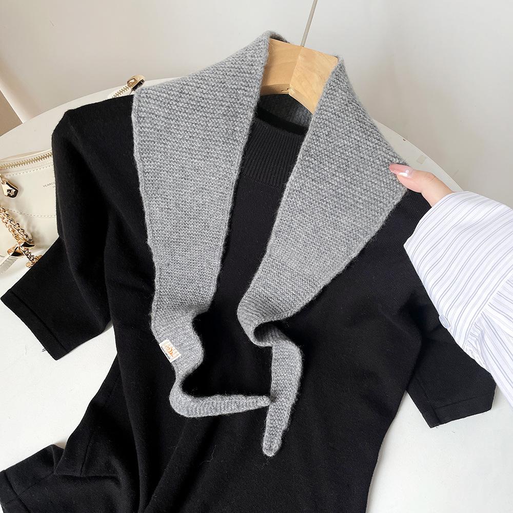 Korean Style Shawl Niche Design  Wool Scarf Female Atmosphere Versatile Scarf Lazy French Neck Scarf Tide Streetwear Scarves