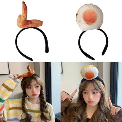 Funny Headband Party Headband Funny Food Headband Hotdog Headband Food Hat Costume Imitation Food Hat Fried Egg Headband