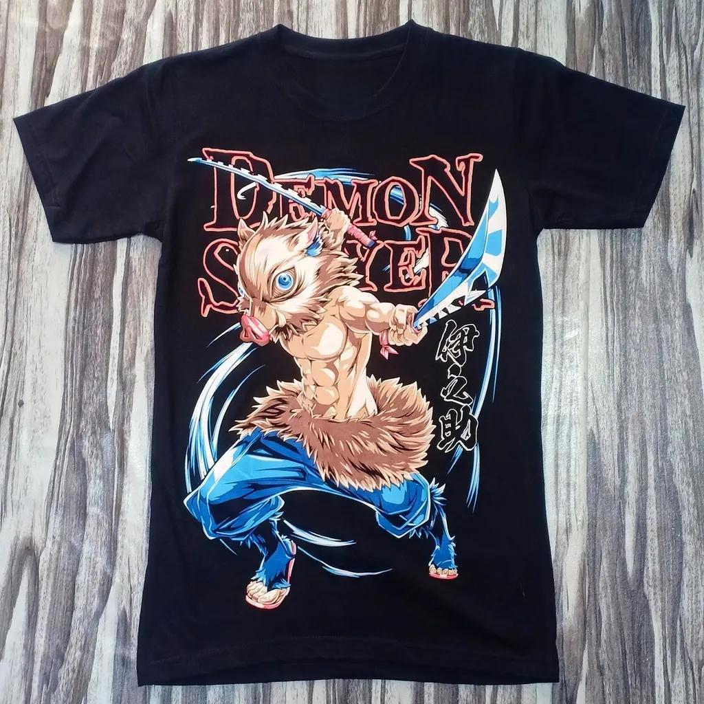 

Cotton 2D Shortsleeved Shirt Fashionable Shortsleeved Shirt in The Style of Anime Demon Slayer Kimetsu No Yaiba XL