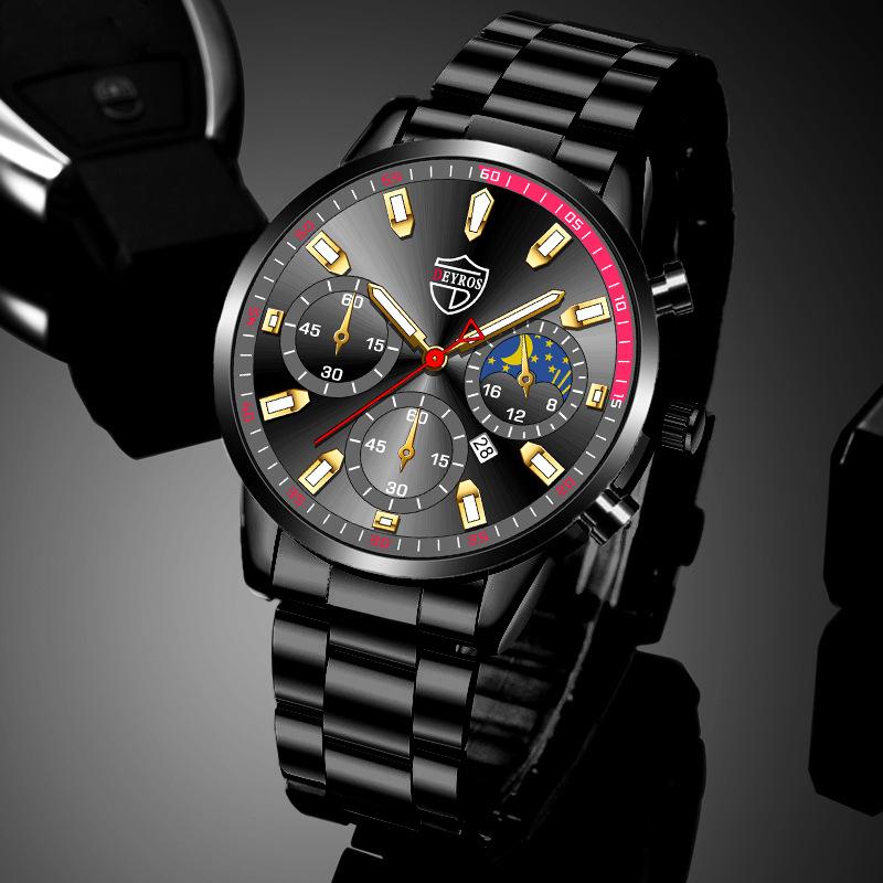 Stilvolle, einfache Uhr Herren Edelstahl Uhr Kalender Quarzuhr Herren personalisierte Casual Uhr