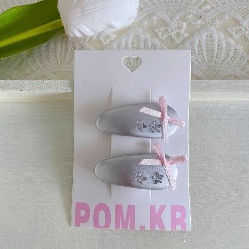 Spring New Korean  Pink Silver Bow Hairpin Children's Sweet Side Broken Hair Break Clip Baby Side Clip Girl
