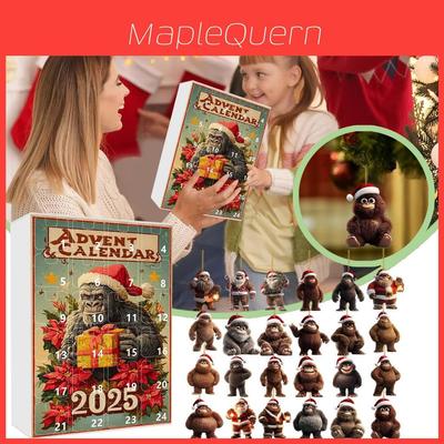 Kerst Apen Adventskalender Met Acryl Decoratie En 24 Stukken Voor Feestelijke Gelegenheden