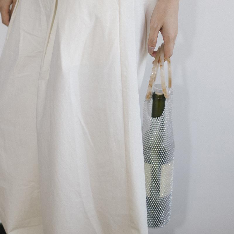 Handmade Luxury Insulated Red Wine Bag with Czech Diamond Design