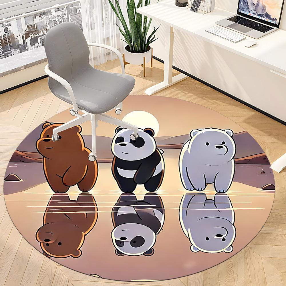 1pc We Bare Bears Friends Office Round Area Rug, Under Office Chairs Bedroom Living Room Home Decor, Room Decoa1022174