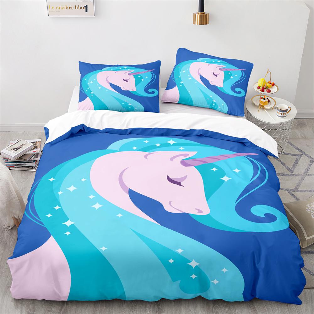 

Unicorn Horse Duvet Cover Set Wild Animals Pattern Polyester Quilt Cover King Full Twin Size For Kids Boys Girls Bedding Set EU single(135x200cm)