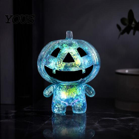 Pumpkin Fidget Sensory Toys Halloween Stress Relief Toy, Glitter Man Squeeze Pocket Sized Clear Toy for Holiday Party Favors Goodie Bag Fillers