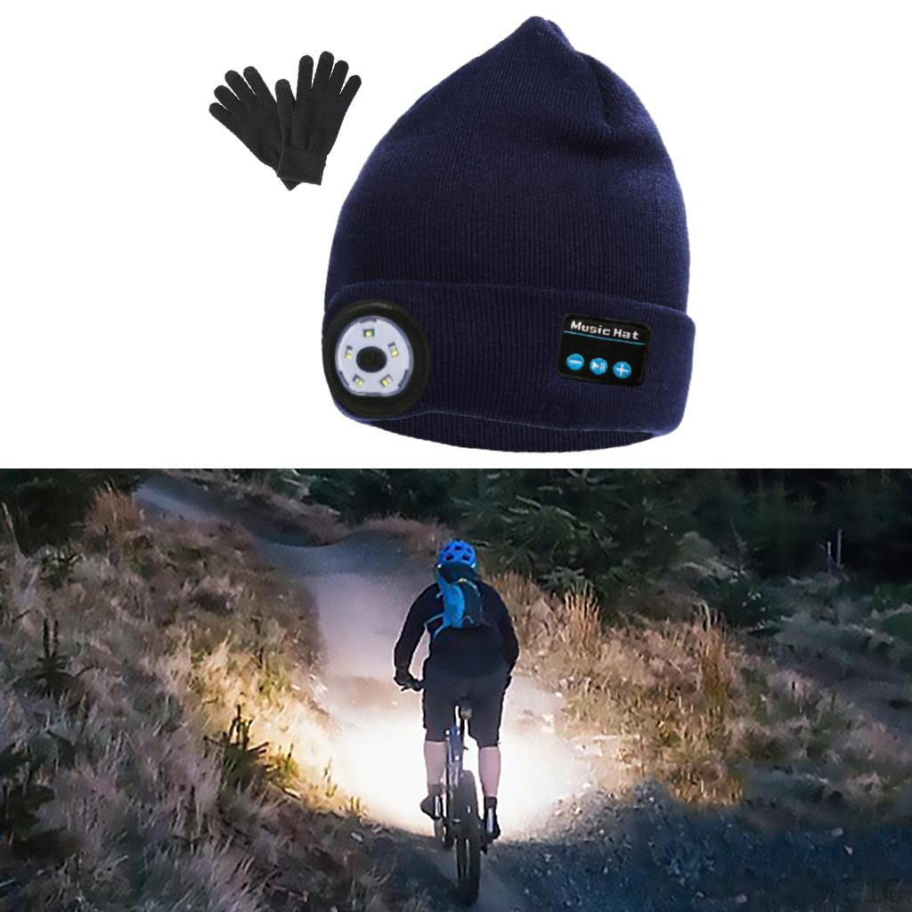 for Men Sports , Rechargeable Outdoor Hiking Flashlight Hat with Speaker Gifts Lovers