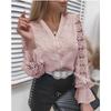 Spring and Autumn Fashion Lace Long Sleeve Hollow Women's Blouses & Shirts