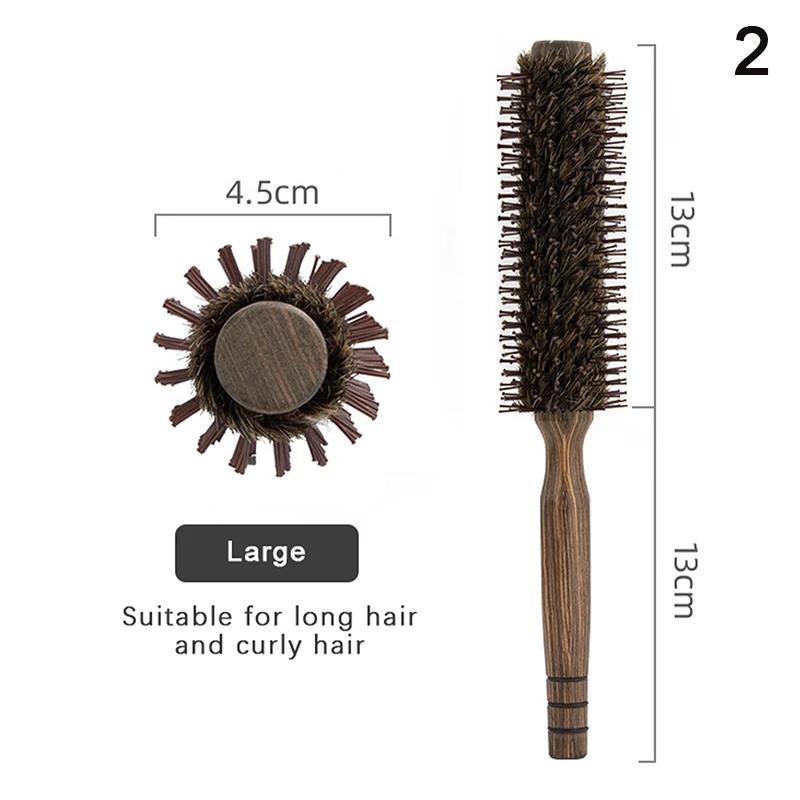 {HBA17} Natural Boar Bristle Nylon Comb Wood Round Roller Hair Brush For Women Men Curly Hair Salon Hairdressing Tools