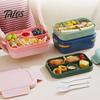 Food Grade Plastic Bento Microwave Safe Lunch Box with Utensils, Multi Compartment for Adults, Daily Meal Prep Workers Portable Container Leak-Proof