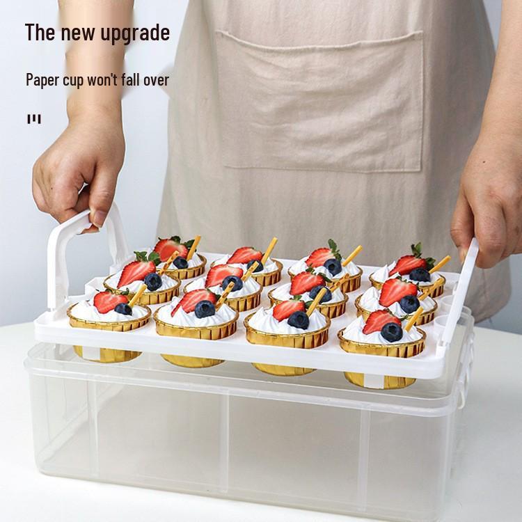 Transparent Cupcake Muffin Transport Box with Handle