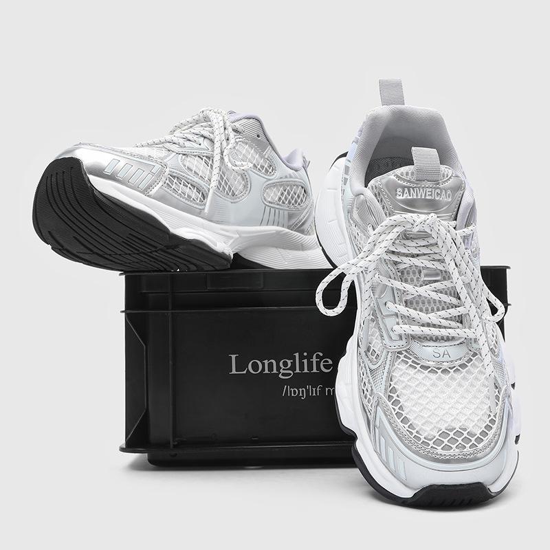 Dad shoes men's new summer breathable mesh thick-soled heightening shoes Paris Galaxy same trendy casual shoes