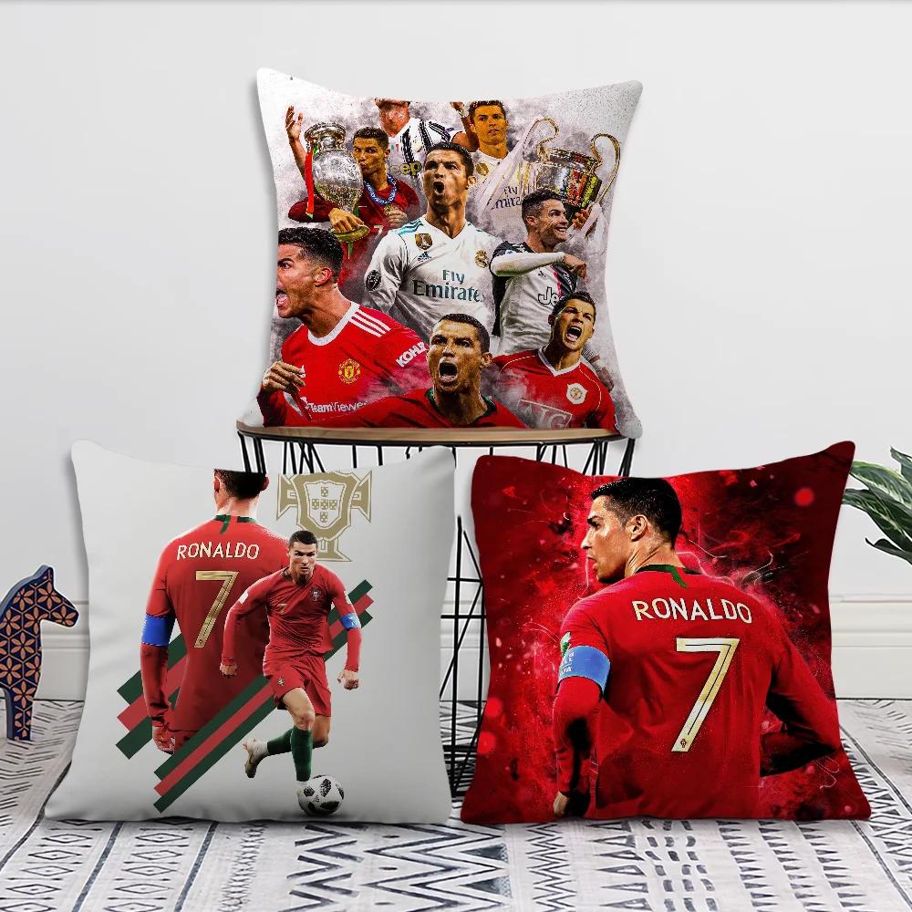 Vikama Housse de Coussin Cristiano Ronaldo Football 45X45Cm, Étoile du Football Pour Décoration de Salon et de Chambre à Coucher