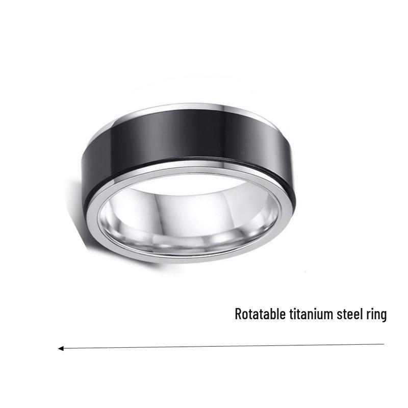 Hot-Selling Titanium Steel Rotating Men's Decompression Ring: European & American Fashion Design for Couples
