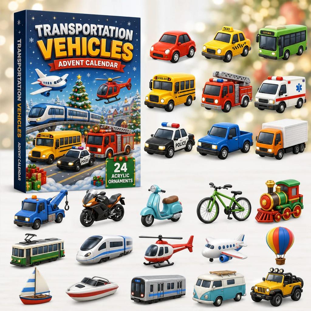 Transportation Advent Calendar With Acrylic Material For Holiday Gift And Kids Play