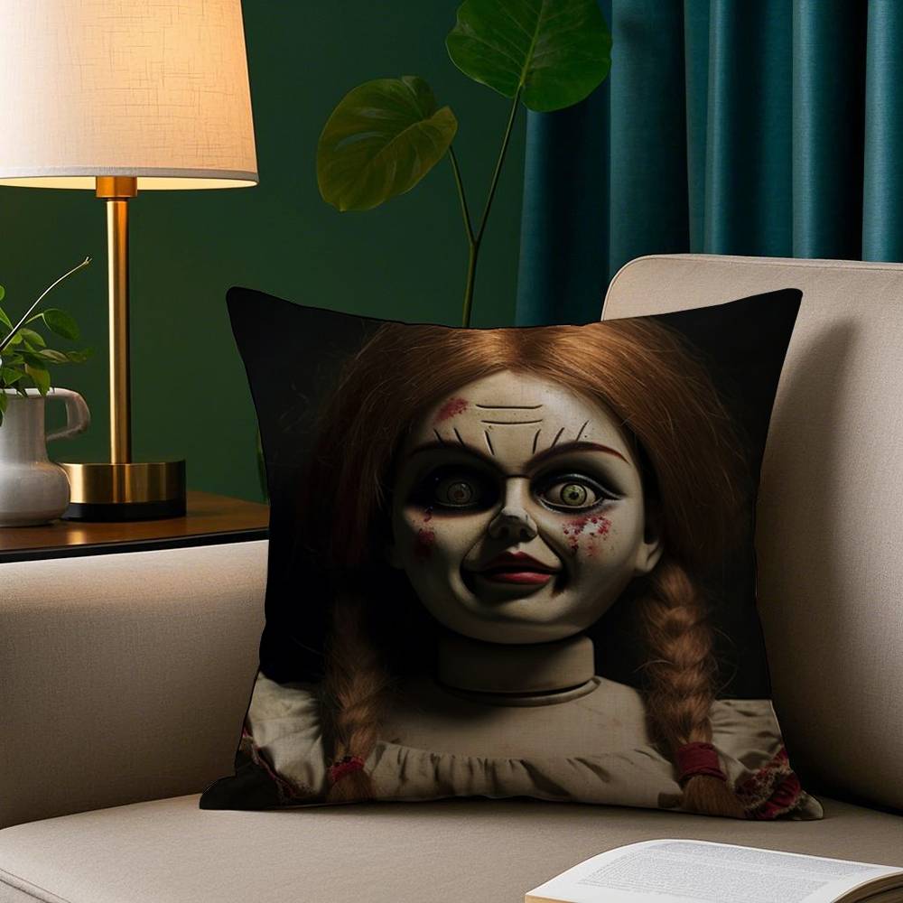 Film Horror A-Annabelle Kissenbezug Plüschstoff Weicher Kissenbezug Doppelseitiger Druck Sofakissenbezug Überwurf