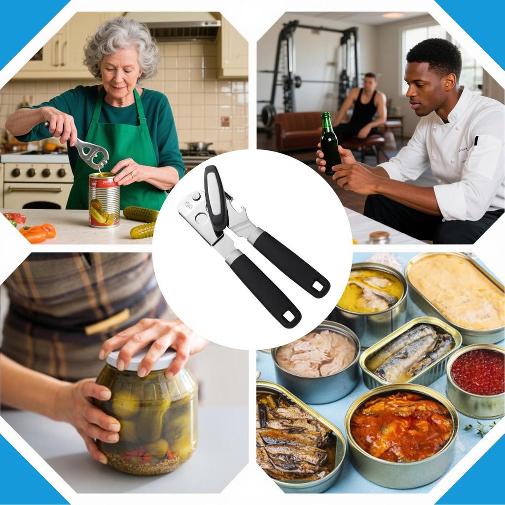 Hand Held Can Opener Hand Can Opener Manual Non-Slip Handle Heavy Duty Lid Remover Magnetic Tools Handheld For Kitchen Home