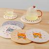 Heat Insulation Woven Cotton Placemat Non-Slip Cup Mat Cartoon Cat Pot Pad  Table Decoration