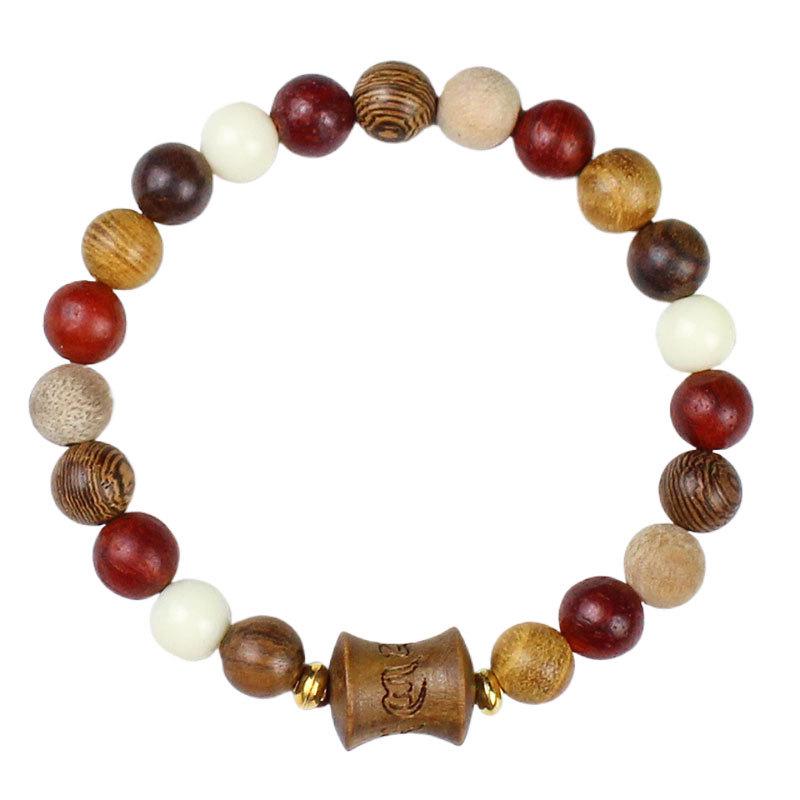 2024 Zen Sandalwood Beaded Bracelet: Ethnic Style Handcrafted Jewelry for Couples, Men & Women