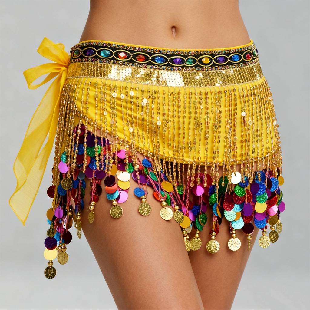 Ladies' Belly Dance Hip Scarf, Waist Chain Hip Scarf, Tassel Chiffon Performance Dress, Waist Scarf, Wide Waist Cover