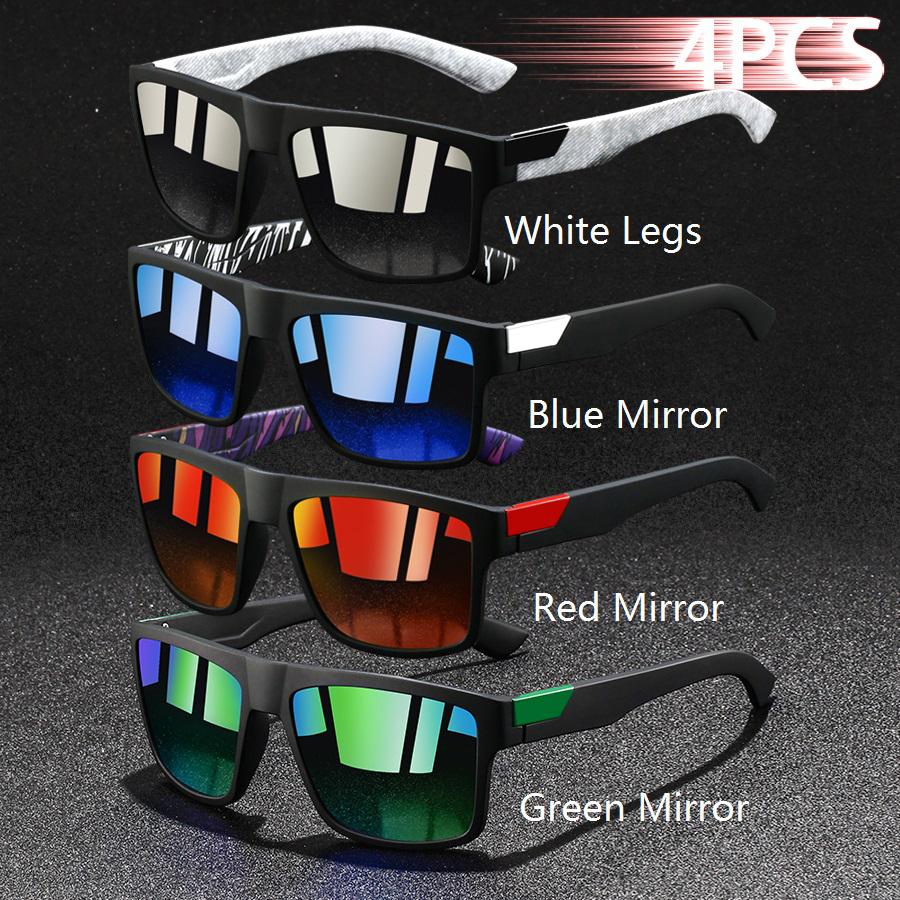 4 SZT. Kwadratowe Okulary Przeciwsłoneczne Vintage Męskie Luksusowe Designerskie Okulary Przeciwsłoneczne Przeciwodblaskowe Retro UV400 Okulary do Wędkarstwa Jazdy