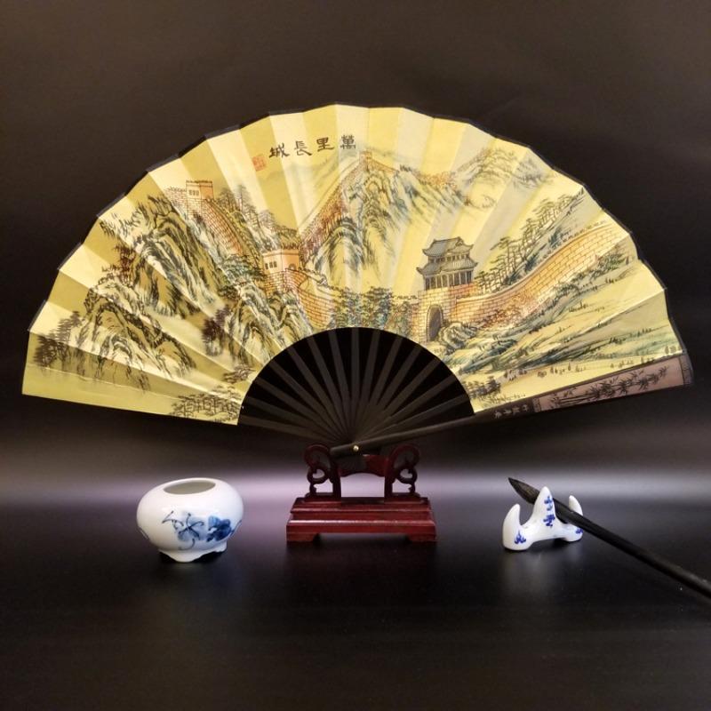 10inch Chinese Style Silk Fan Folding Fan Wedding Fan Art Gifts Dance Hand Vintage Bamboo Folding Home Decorative